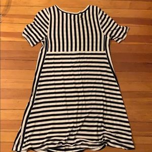 White & Navy Blue Stripped Dress